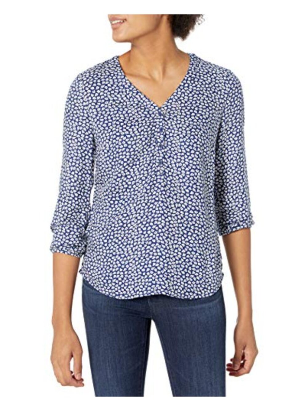 Women's 3/4 Sleeve Button Popover Blouse Casual Work Shirt